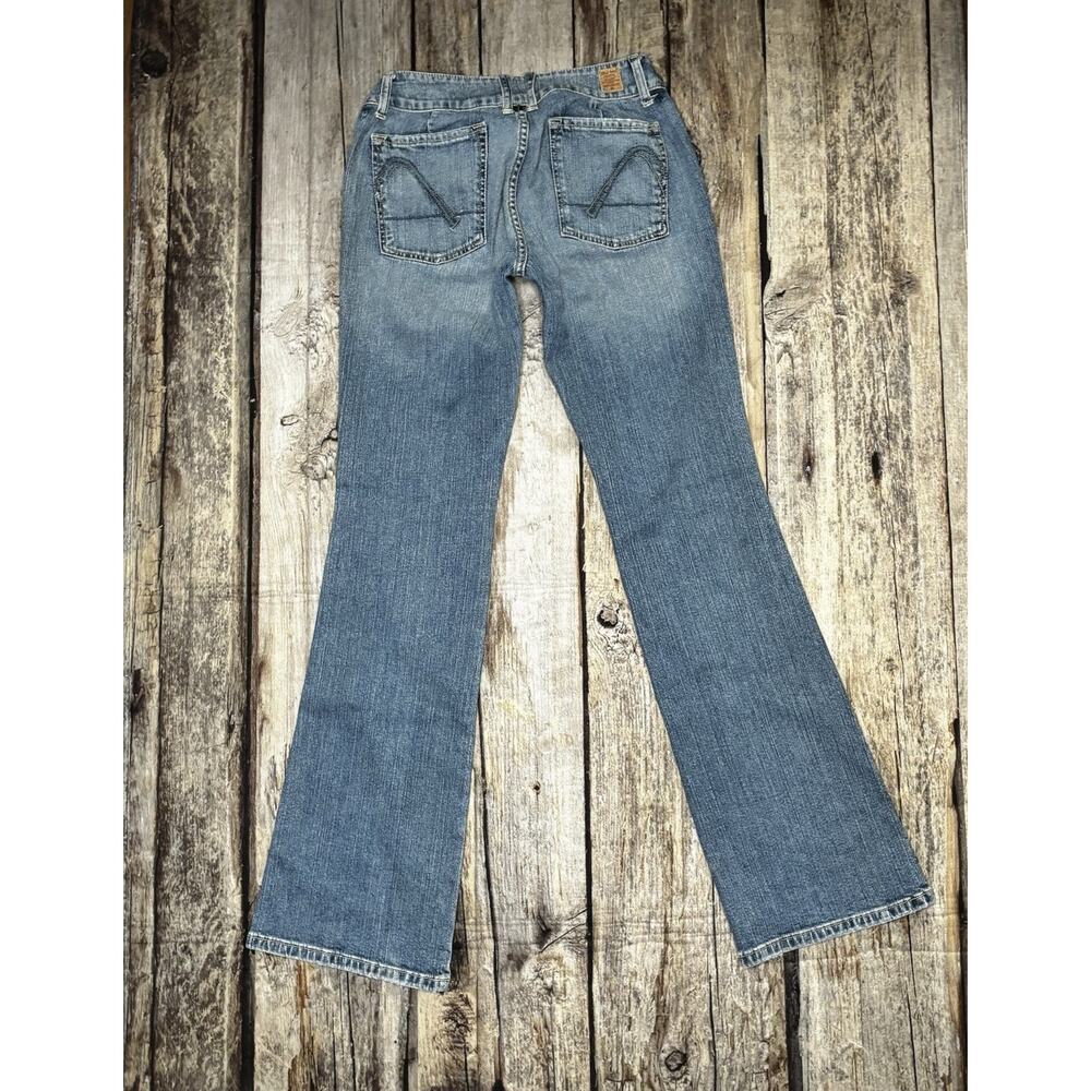 VTG Guess Jeans Womens 30 Blue Sweetheart Flare Low Rise Y2K Med. Wash Stretch